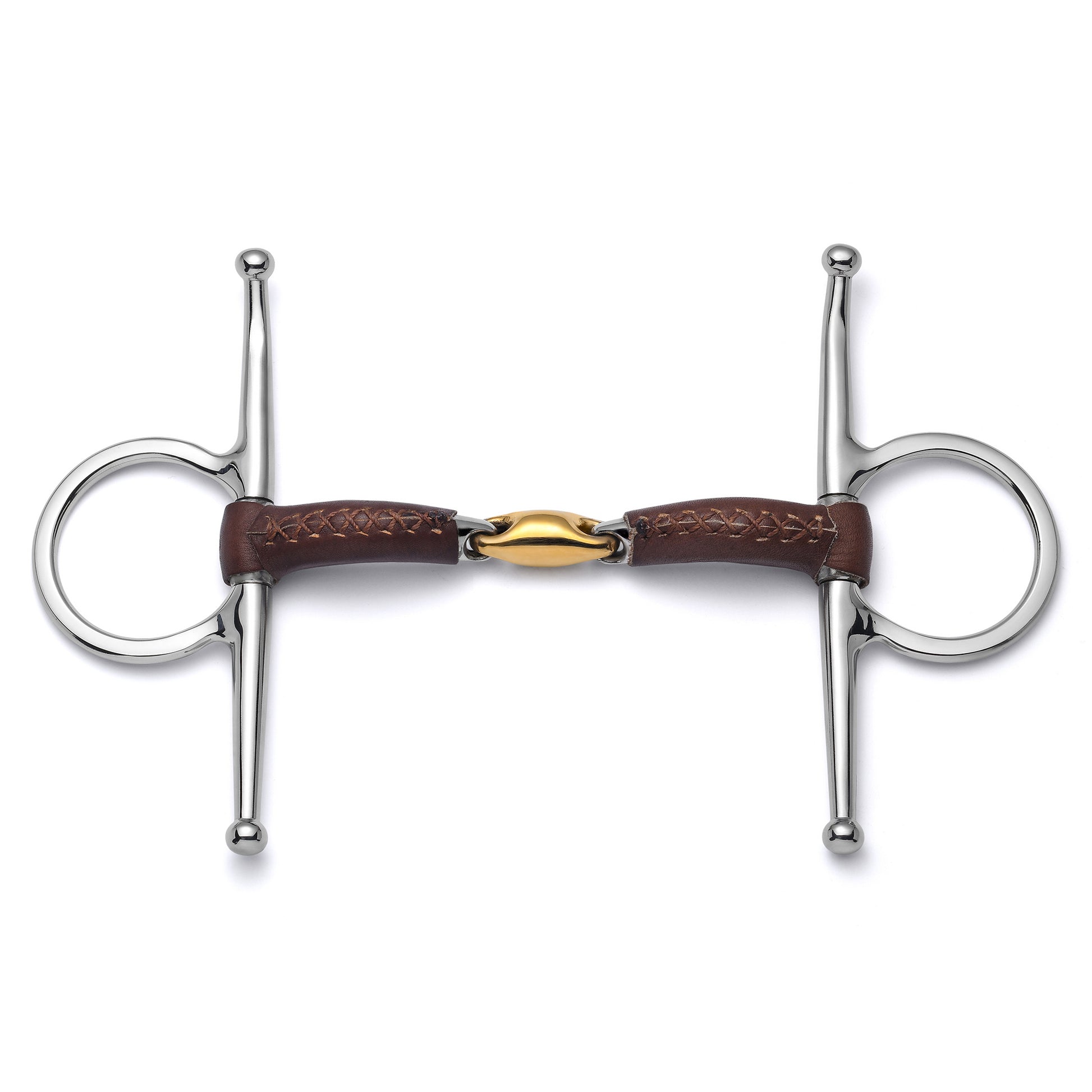 Cavalon Full Cheek Lozenge Leather Covered Snaffle Bit