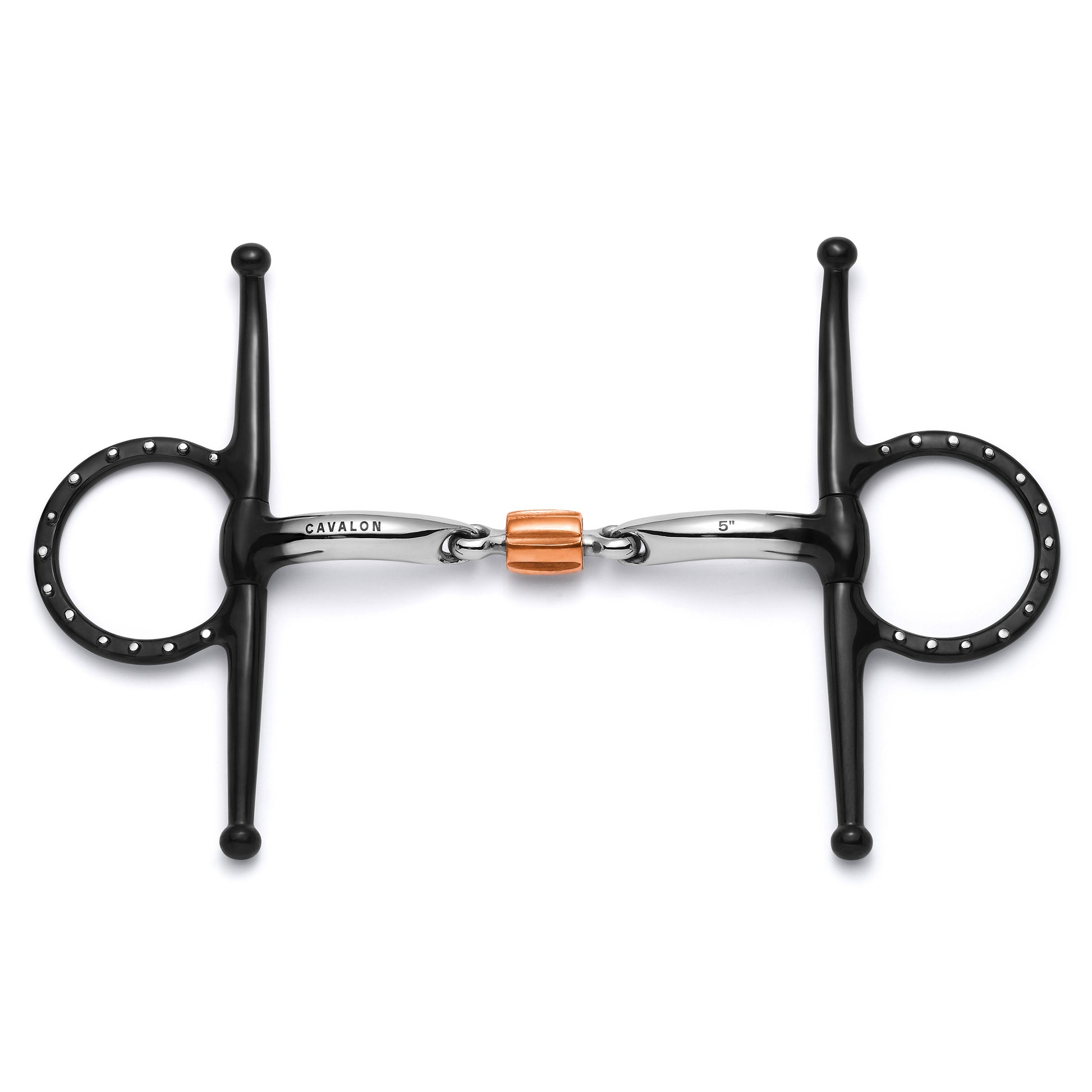 Cavalon Full Cheek 3-Piece Cricket Roller Silver Dotted Snaffle Bit