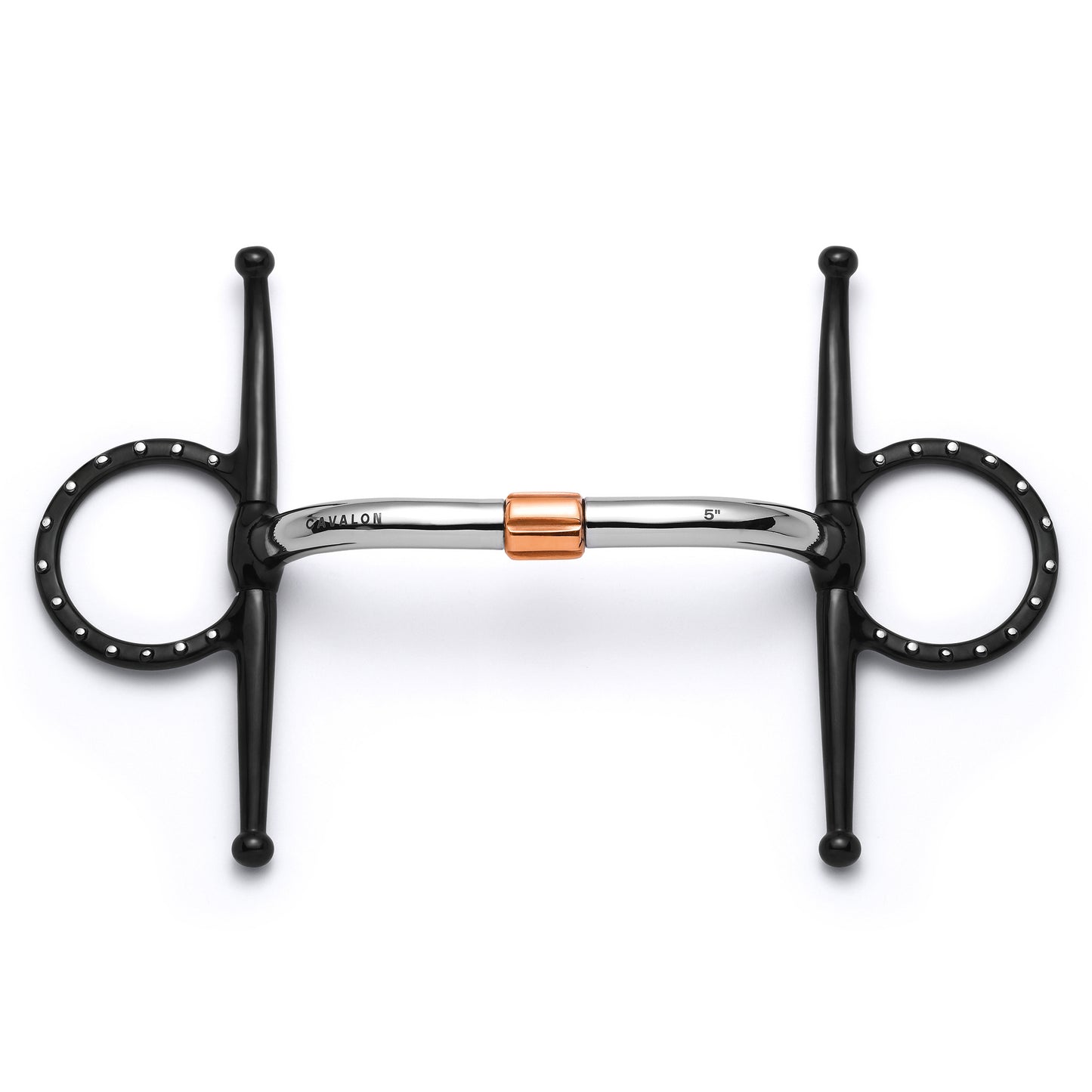 Cavalon Full Cheek Pivot Cricket Roller Silver Dotted Snaffle Bit