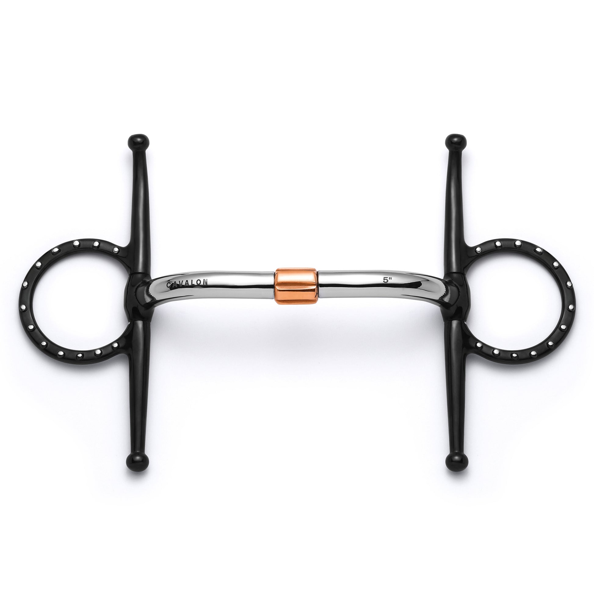 Cavalon Full Cheek Pivot Cricket Roller Silver Dotted Snaffle Bit