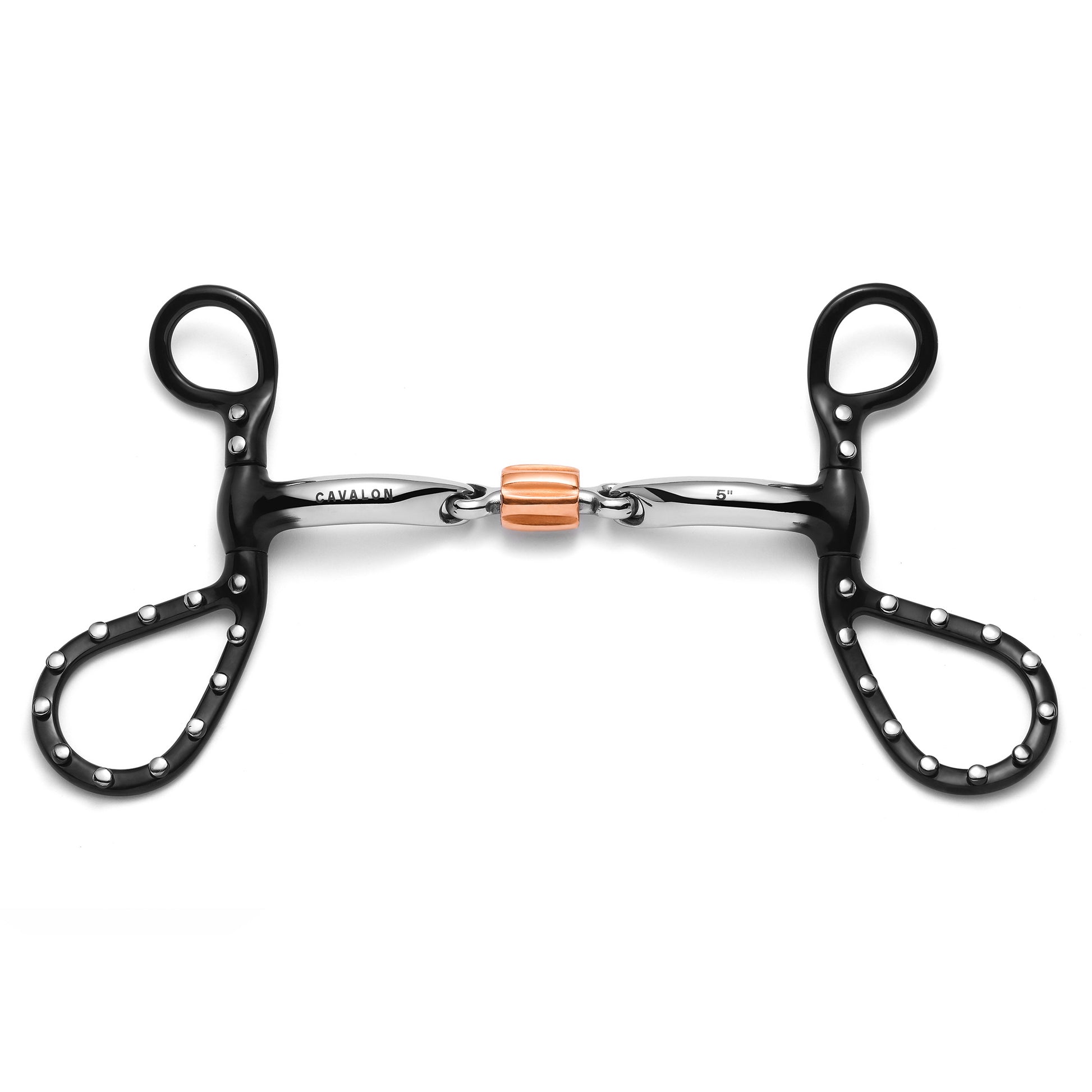 Cavalon Teardrop Shank 3-Piece Cricket Roller Silver Dotted Curb Bit