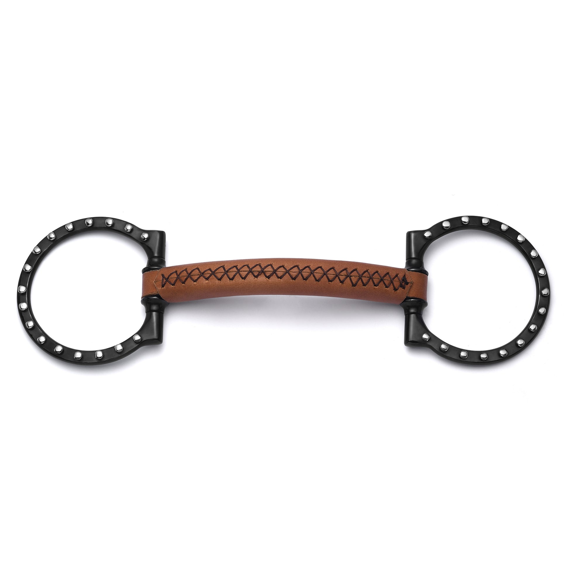 Cavalon D-Ring Soft Leather Silver Dotted Snaffle Bit