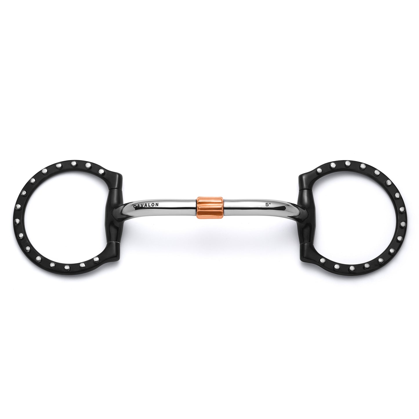 Cavalon D-Ring Pivot Cricket Roller Silver Dotted Snaffle Bit