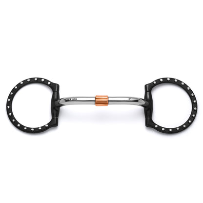 Cavalon D-Ring Pivot Cricket Roller Silver Dotted Snaffle Bit