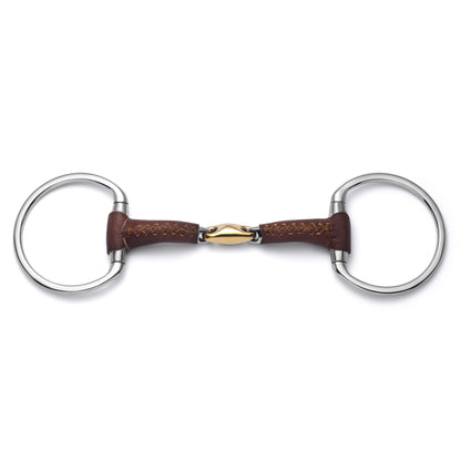 Cavalon Eggbutt Lozenge Leather Covered Snaffle Bit