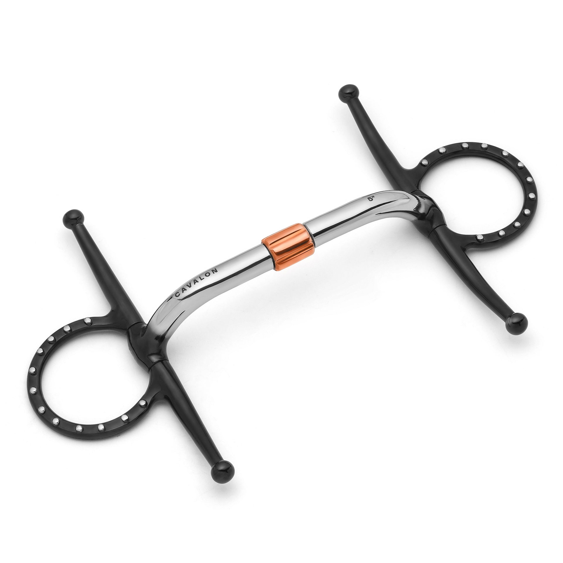 Mors Cheval AK Full Cheek Rotary Double Copper Roller Snaffle 6" Argent