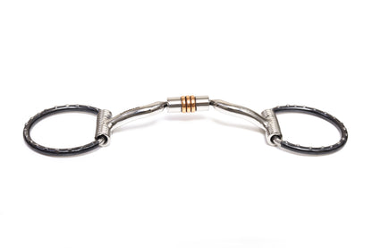 Cavalon Western Dotted Cheeks Low Port Comfort Snaffle Bit with Copper Rollers
